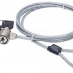 440271 Candado para Laptop con cerradura de llave, cable de acero y recubrimiento PVC transparente de 1.5mts de largo.