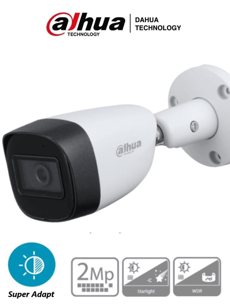 DAHUA HAC-HFW1231CM-28 - Camara Bullet 1080p/ Super Adapt/ Metalica/ Lente de 2.8mm/ WDR Real de 130 dB/ 107 Grados de Apertura/ 30 Mts de IR/ IP67