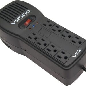 Regulador VICA V2500 2500VA/1500W , Voltaje 120VCA /60Hz, breaker térmico, 8 tomas protegidas, indicadores LED, puertos RJ11/RJ45, empotrable en pared
