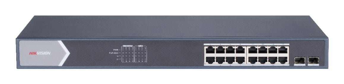 Hikvision DS-3E1518P-SI, Switch Gigabit PoE+ Administrable, 16 Puertos 1000 Mbps PoE+, 2 Puertos SFP