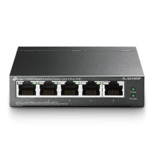 Switch no administrable (TL-SG1005P) de (5) puertos 10/100/1000 Mbps, (4) Puertos POE +
