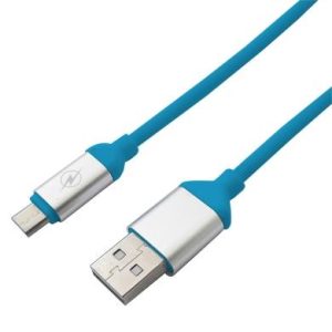 Cable USB V2.0 a Micro de PVC Texturizado BROBOTIX 161208A, 125 cms, Azul