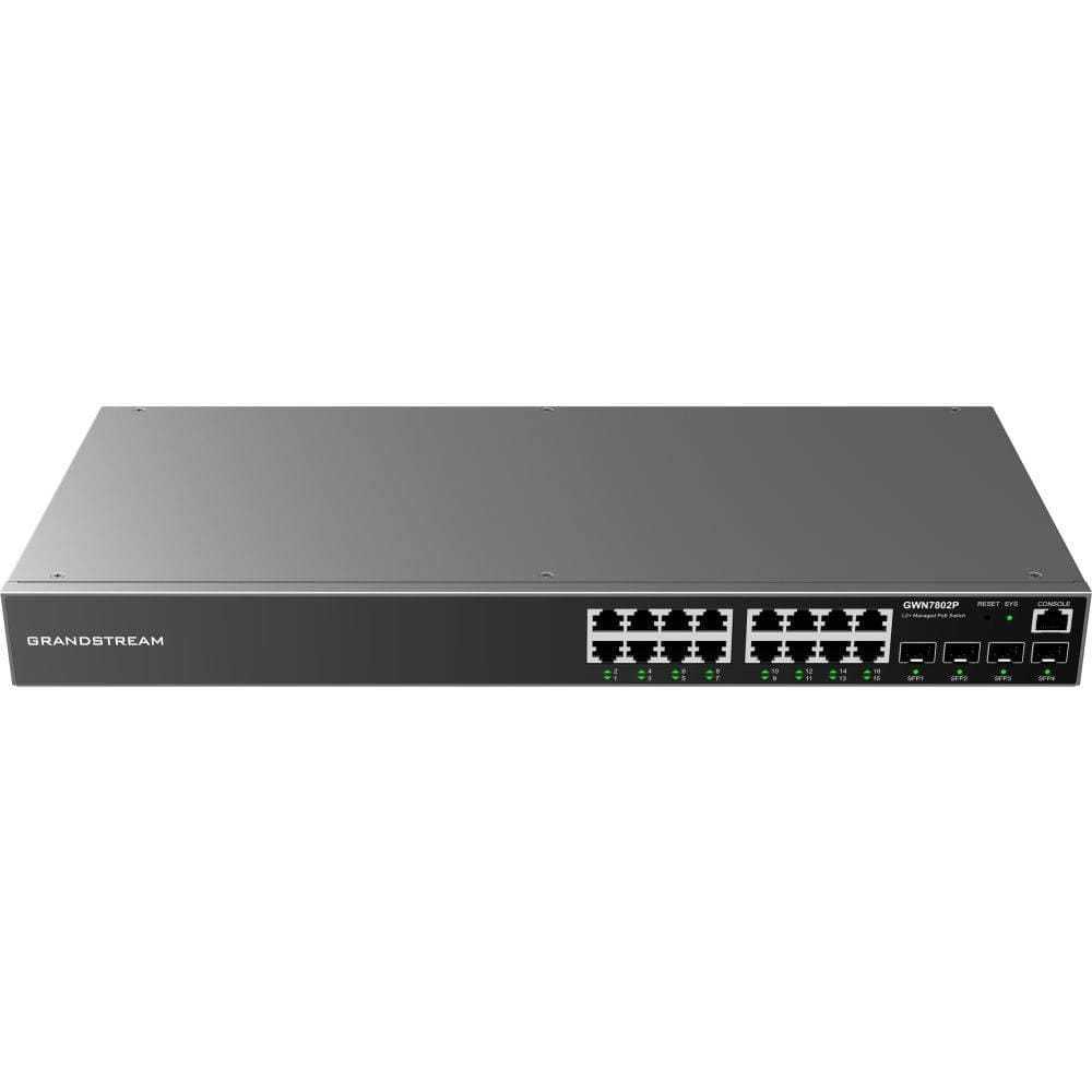 Switch Gigabit Ethernet Administrable de 16 puertos PoEc + 4 Puertos SFP Uplink, hasta 240W de salida, compatible con GWN Cloud.