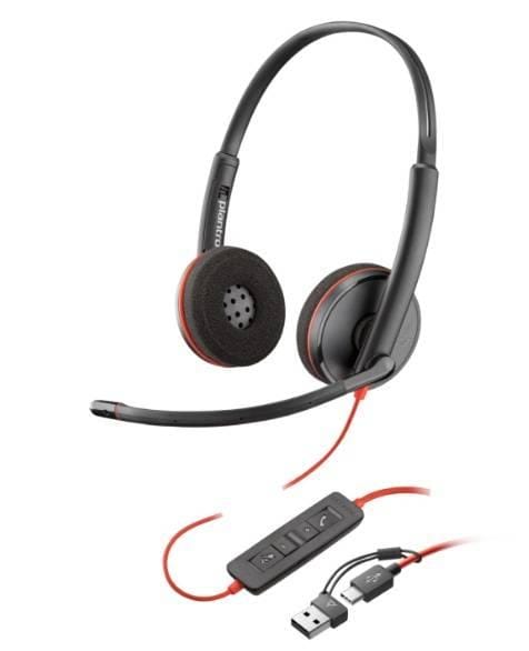 HP Poly Blackwire 3220, USB-C con adaptador USB-C/A, Alambricos, Binaural