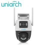 Cámara IP PTZ Wifi Uniarch (Uho-P2S-M33F34) 3MP+3MP / Lente Fijo / IR30M / MicroSD 512GB / Micrófono + Altavoz / IP66 / Ultra265 / Exterior