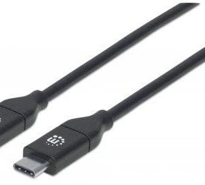 Cables USB-C  MANHATTAN USB-C macho a USB-C macho, USB C, USB C, Macho/Macho, 2 m, Negro