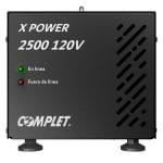 Regulador de Voltaje COMPLET  X-POWER 2500 VA/2500 W 120V . Terminales de conexión y 2 contactos NEMA 5-15R, Supresor de picos de voltaje 504 J , P/N ERV-1