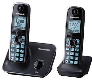 PANASONIC 2 Telefonos Inalambrico, Pantalla de 1.8, Ecualizador, Alarma, bloqueo de llamadas, Altavoz, negro
