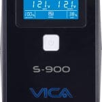 No break interactivo S900, 900VA/550W, entrada 127 VCA 60 Hz, salida 120 VCA, 4 tomas reguladas/4 reguladas y respaldadas, RJ11, pantalla LCD