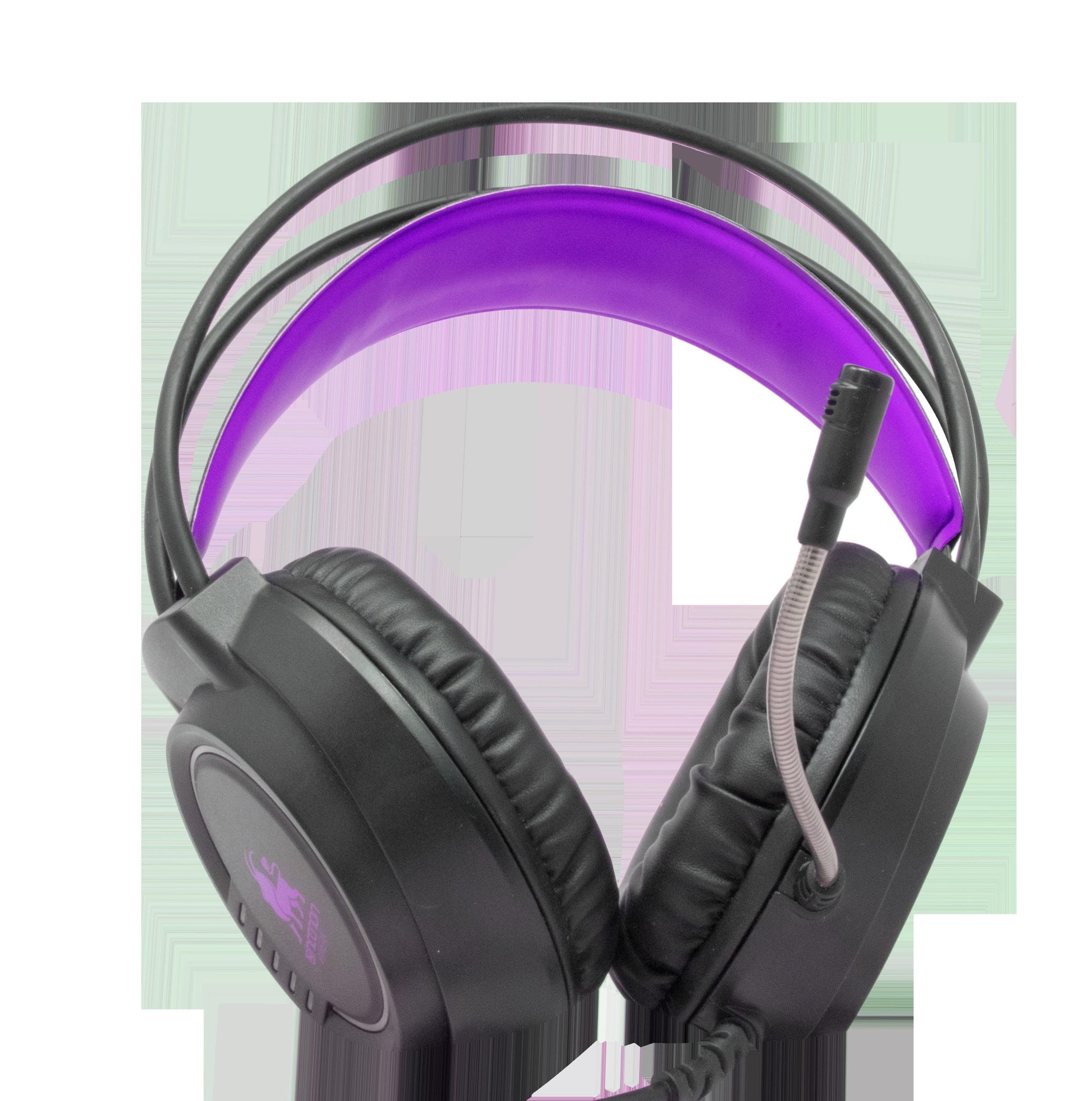 AUDIFONOS HEADSET GAMING OVER-EAR NBHG KIMERA RGB ALAMBRICO 3.5MM USB PC CONSOLAS CELULAR MICROFONO FLEXIBLE INC ADAPTADOR FUCSIA