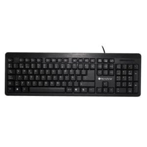 Teclado alámbrico Grimly TechZone, con conexión USB, 104 teclas tipo QWERTY, 1 año de garantía.