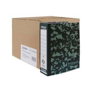 Registrador Oficio Printeck verde pieza 24-002A-1 material Cartón medidas 27.75 cm ancho x35 altura y 7 de lomo  2 argollas capacidad 360 hojas