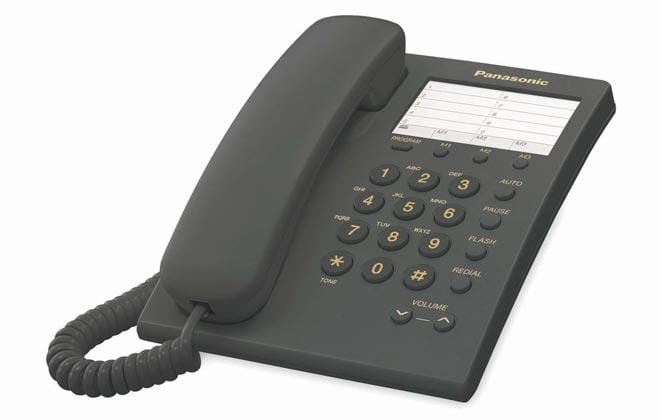 PANASONIC Telefono analogico, marcador rapido de 10 numeros para pared/escritorio, Negro