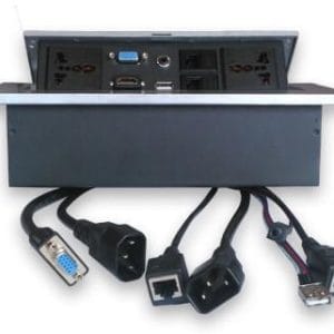 Caja de Mesa, RJ45 Cat 5e, HDMI, SVGA, USB V2.0, 3.5 mm, Nema 5-15R, Plata, BROBOTIX 005514