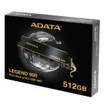 Unidad de Estado Sólido ADATA LEGEND 900 512GB PCIe Gen4x4 M.2 2280, Con disipador de aluminio. SLEG-900-512GCS