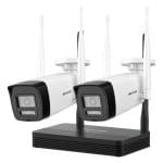 Kit IP Inalámbrico 2 Megapíxel, NVS WiFi 4 canales video, 2 camaras Bala Exterior