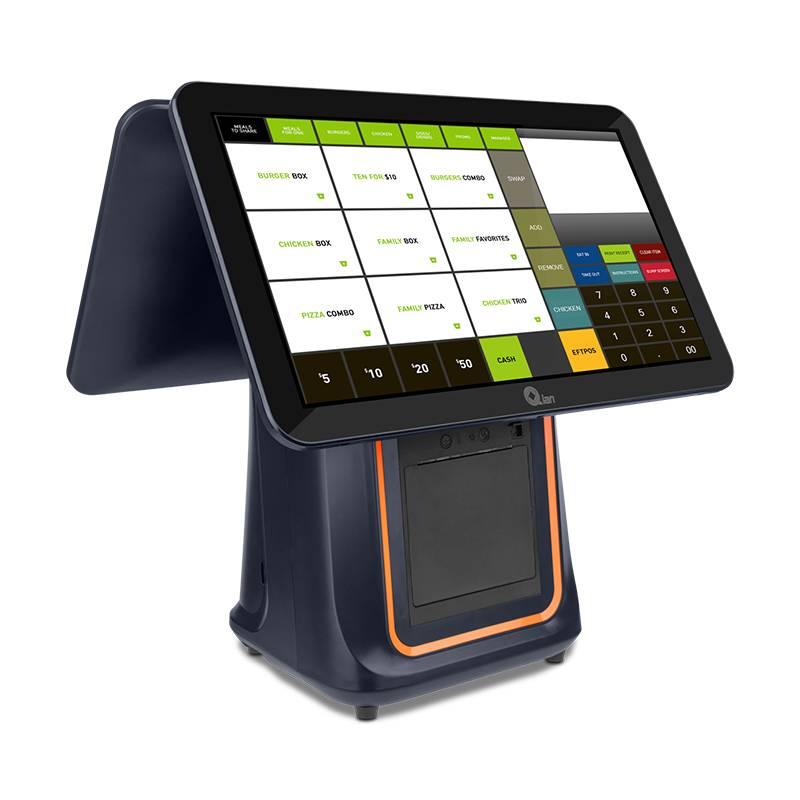 Terminal de punto de venta con Doble pantalla Táctil de 15.6 pulgadas, impresora térmica integrada, Escáner 1D/2D
