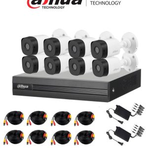 DAHUA KITXVR1B08- I+8-B1A21- Kit de 8 Canales 2 Megapixeles XVR de 8CH WizS Con IA H.265+ 8 Camaras B1A21 1080p 8 Canales + 2 IP o Hasta 10 Canales IP