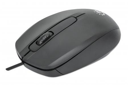 190190 Mouse USB óptico con cable, tres botones con rueda de desplazamiento, 1000 ppp, ambidiestro, cable de 1 m, negro, 3 años de Garantia.