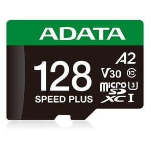 Micro Secure Digital ADATA SPEED PLUS microSDXC UHS-I U3 Clase 10, SD 6.0, V30 128GB Clase 10 (A2), Velocidad de lectura / escritura 180/160 MB/s UD128GUI3