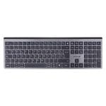 Teclado HEFESTOS recargable con conexión Bluetooth TECHZONE TZACTCB01 color plata, QWERTY. Compatibilidad: Windows, Android y MacOS.