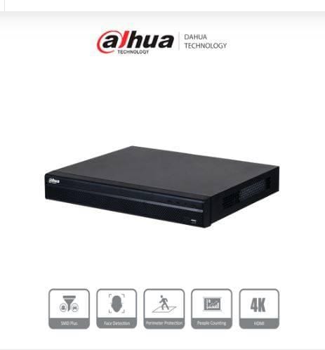 DHI-NVR4232-16P-4KS3 NVR 4k / 32 Canales IP /16 Puertos PoE / Rendimiento 160 Mbps/2 Bahías disco duro/ 4&2 E&S Alarma/WizSense/ 2 canales SMD Plus