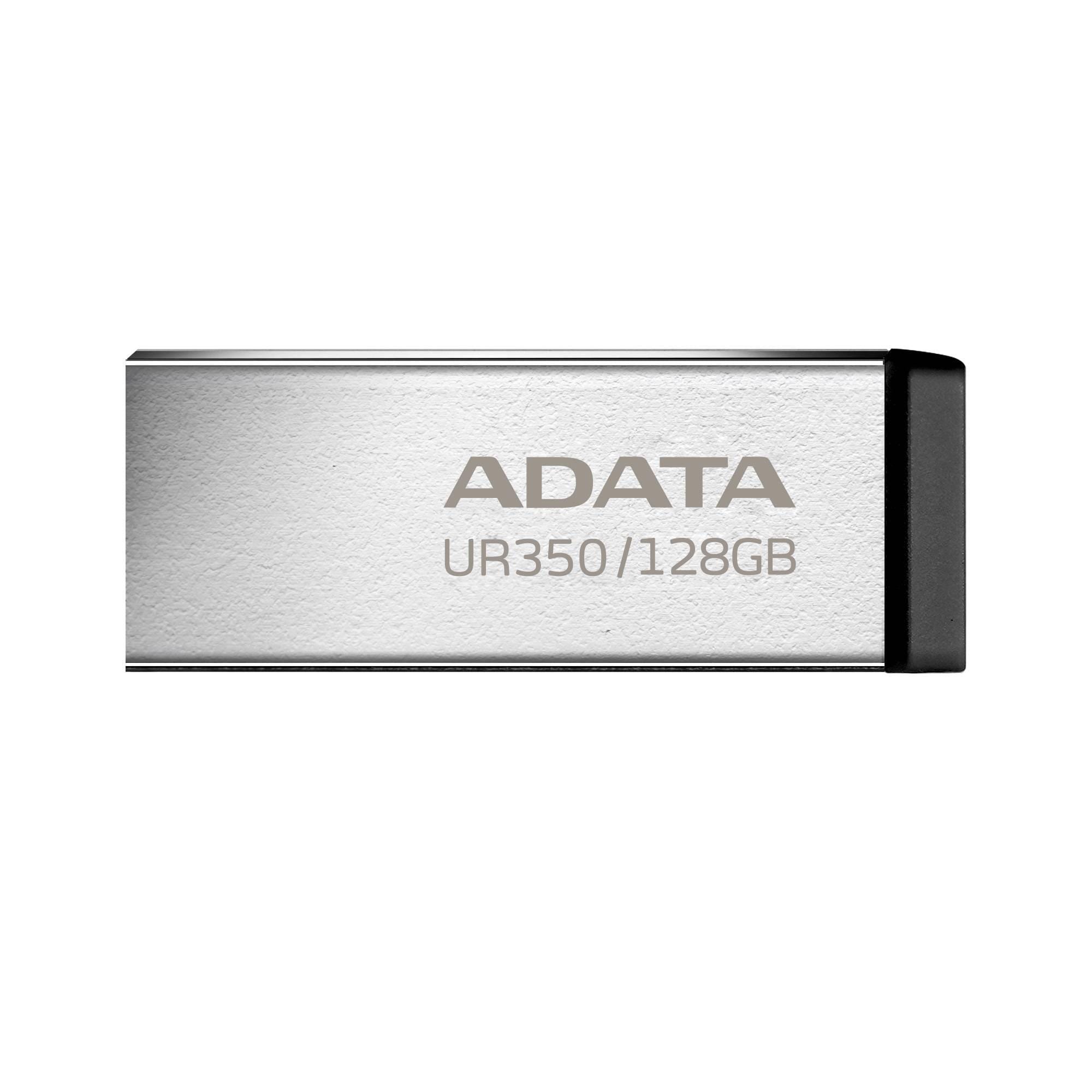 Memoria USB de 128GB UR350 3.2 Gen 1 (retrocompatible 3.0 y 2.0), diseño elegante sin tapa. Color Metálico, negro. UR350-128G-RSR/BK