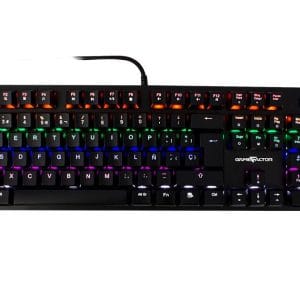 TECLADO MECÁNICO GAME FACTOR KBG400, RETROILUMINADO, SWITCH BLUE, USB, ROSA