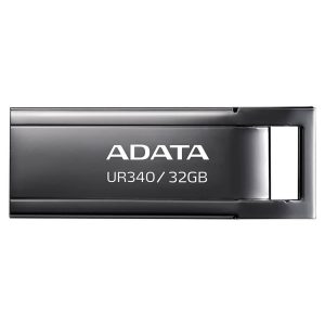 Memoria USB de 64GB UR340 3.2 Gen 1 (retrocompatible 3.0 y 2.0), diseño elegante sin tapa. Color Metálico negro. AROY-UR340-64GBK