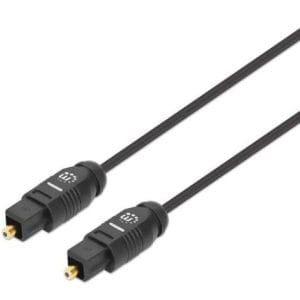 356077 Cable de audio digital óptico Toslink, M-M,Longitud 2m, contactos dorados, Color negro.