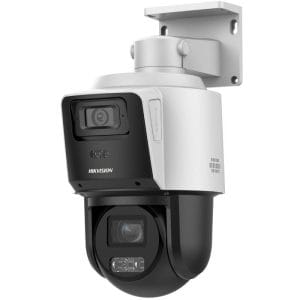 TandemVu PTZ IP 4mp/ Panoramica 4mp/ 4X Zoom/ Dual Light 40m IR + 30m Luz Bca/ ACUSENSE/ IP66/ PoE+/ DARKFIGHTER/ Micro SD/ Incluye Base Techo o Pared