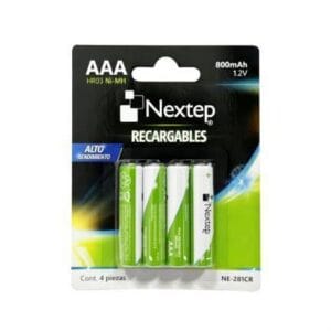 Pila Nextep NE-281CR  Recargable Triple A (AAA) de 1,2 voltios 800 mAh 4 piezas presentación Blister HR03 NiMH 1.2V