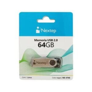 Memoria USB 2.0 Nextep NE-470S TWIST 64 GB Color Negro Compatibilidad Teléfono, Tabletas y dispositivos con puertos USB y tipo C