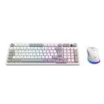 Kit Teclado y Mouse Squad Conquest PRO  KG525 Balam Rush Azender Series, Alcance 10m,Iluminacion RGB Personalizable, Color Blanco. AC-940436
