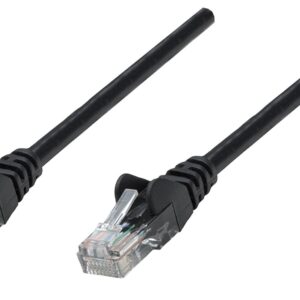 Cable de red S/FTP, Cat6a,.3m (1ft), 100% Cobre, Hasta 10Gb, Contactos 50micras de oro, Blindado, Cable Patch Negro INTELLINET 313834