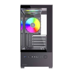 Gabinete Mini Torre PANORAK GC600 ACTECK Paneles de Cristal Templado