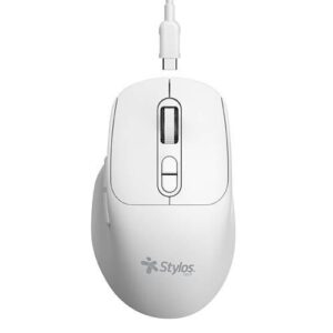 Mouse Inalambrico Recargable Stylos 1,600 Dpi 3 Niveles 6 Botones Conexión USB Nano 2.4Ghz Blanco. STPMOI8W